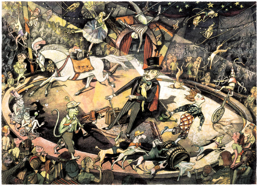 Circus artwork gicl&eacute;e art print by Lys Flowerday Foss Street Dartmouth Devon - CIRCUS
