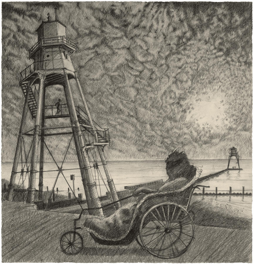 Lighthouses drawing giclée print - SHOAL AND VEIL - by Lys Flowerday
