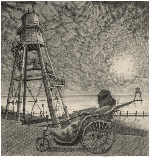 Victorian lighthouses nocturnal scene giclée art print by Lys Flowerday - SHOAL AND VEIL