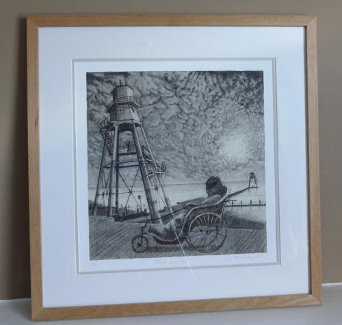 Victorian lighthouses nocturnal scene giclée art print by Lys Flowerday - SHOAL AND VEIL