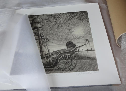 Victorian lighthouses nocturnal scene giclée art print by Lys Flowerday - SHOAL AND VEIL