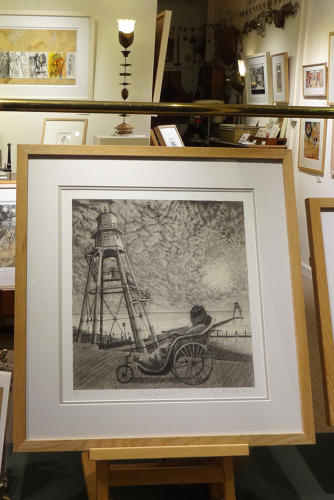 Victorian lighthouses nocturnal scene giclée art print by Lys Flowerday - SHOAL AND VEIL