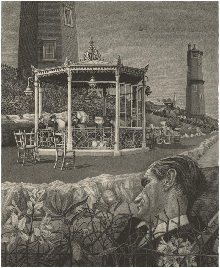 Bandstand in a man's dream drawing gicl&eacute;e art print by Lys Flowerday - ACCELERANDO