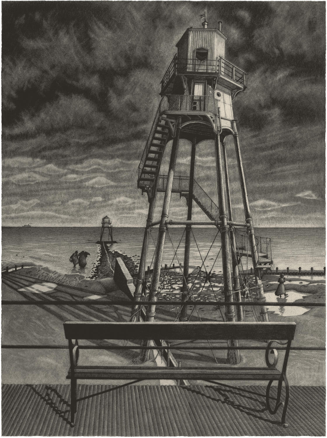 Lighthouses drawing giclée print - IN THE MEANTIDE - by Lys Flowerday
