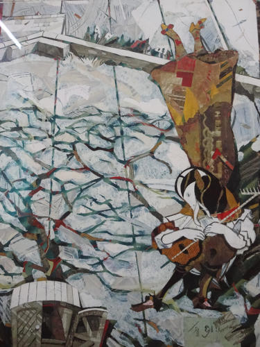 Dart estuary stage with figures giclée art print by Lys Flowerday Dartmouth - PRESENCE