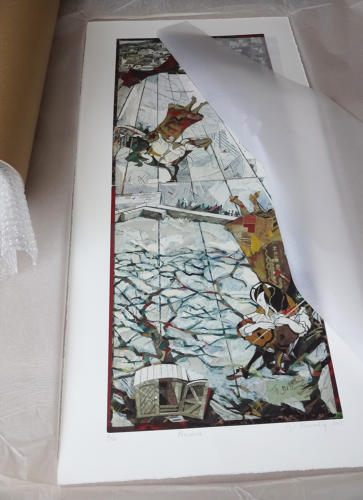 Dart estuary stage with figures giclée art print by Lys Flowerday Dartmouth - PRESENCE