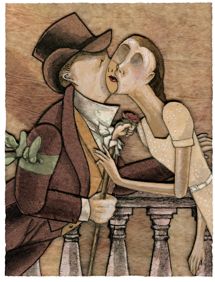Kiss at the Opera giclee print LE BAISER DE L'OPERA - by Lys Flowerday
