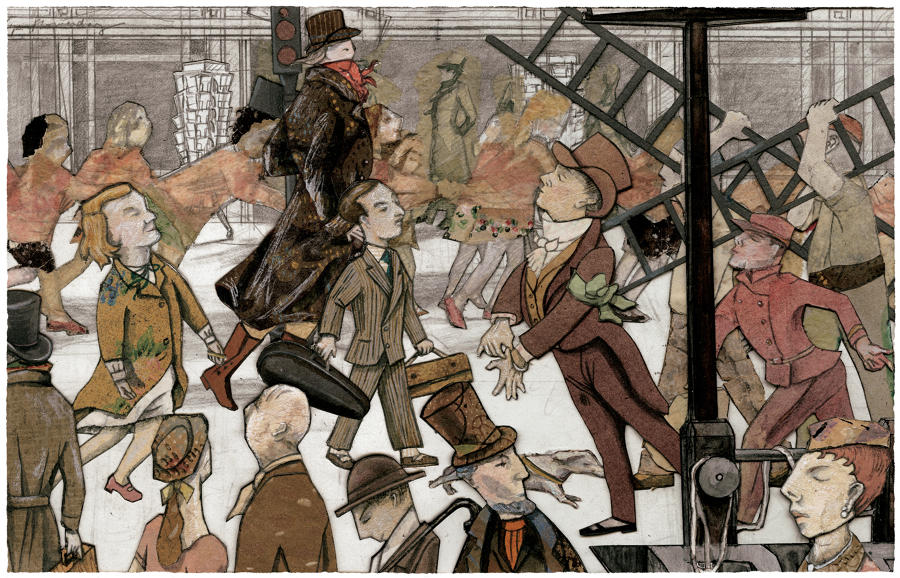 Crowded Paris railway station gicl&eacute;e art print by Lys Flowerday - LA FOULE GARE DU NORD