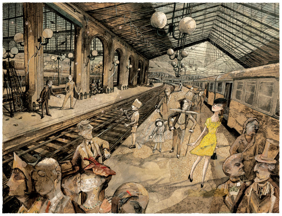 Parisian railway station gicl&eacute;e art print by Lys Flowerday - PETITE JEUNE FILLE DANS PARIS