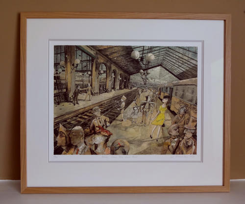 Parisian railway station giclée art print by Lys Flowerday - PETITE JEUNE FILLE DANS PARIS