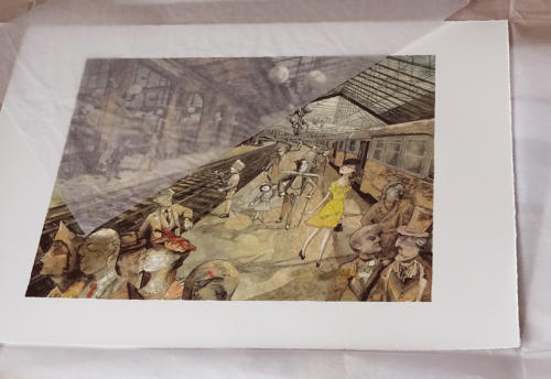 Parisian railway station giclée art print by Lys Flowerday - PETITE JEUNE FILLE DANS PARIS
