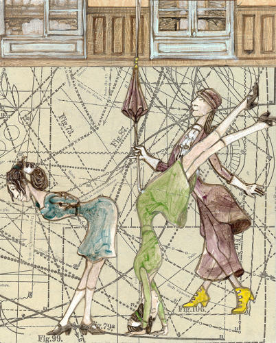 Three figures in a room artwork cabinet d'amateur by Lys Flowerday - TRIQUETRAQUE RUADE