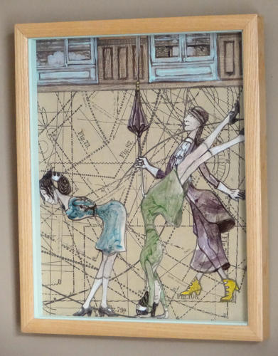 Three figures in a room artwork cabinet d'amateur by Lys Flowerday - TRIQUETRAQUE RUADE