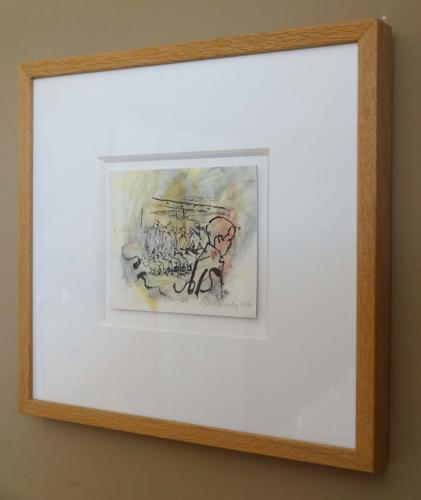 Coloured drawing Dartmouth Fatstock market picture by Lys Flowerday Devon - THE YOUNG ONE