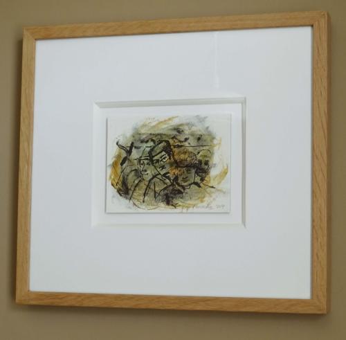 Artist study faces of farmers at Dartmouth Fatstock market by Lys Flowerday - VIGNETTE