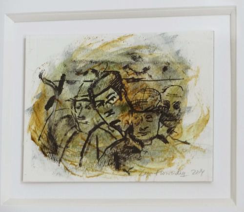 Artist study faces of farmers at Dartmouth Fatstock market by Lys Flowerday - VIGNETTE