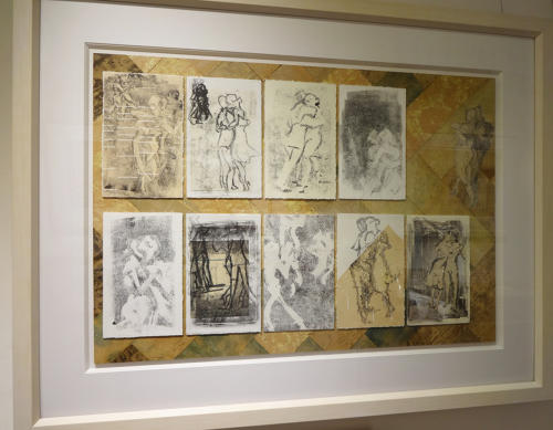 Figurative art original composite monotype by artist Lys Flowerday - LONMIGA PHOSPHENE I