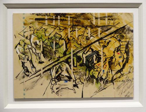 Colour drawing Dartmouth Fatstock show in the old market by Lys Flowerday - ALL HANDS