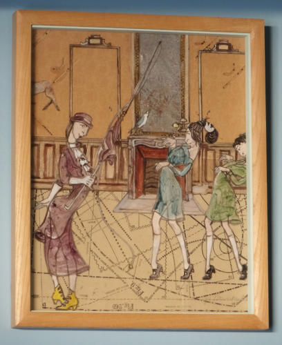 Figurative art interior scene by Lys Flowerday - TRIQUETRAQUE INCISE, VALSE, VIVACE