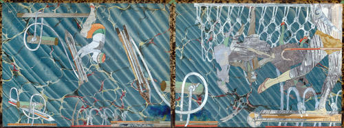 Marine abstraction figurative mixed media artwork by artist Lys Flowerday - A TALE OF NETS
