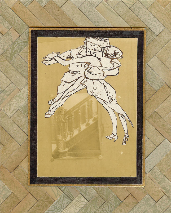 Figures in suspension mixed media original artwork by Lys Flowerday - TANGUERROTYPE V