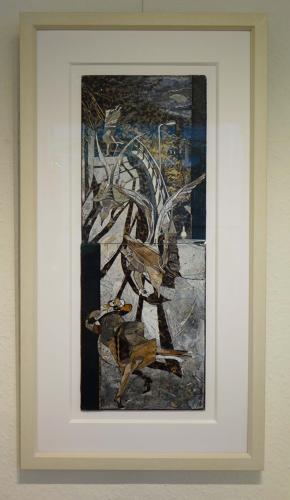 Original mixed media art coastal nocturne painting by Lys Flowerday - AT A QUARTER TURN