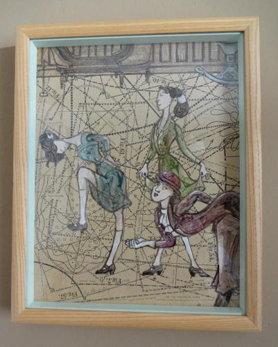 Original small picture figures in a room by Lys Flowerday -TRIQUETRAQUE ALLURES MUTINES