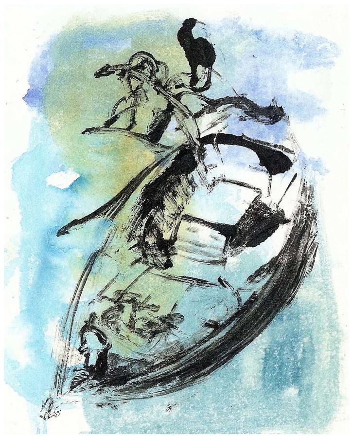Colour sketch picture vintage steamcraft on the river Dart by Lys Flowerday  - MAKE A WISH