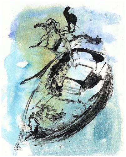 Colour sketch picture vintage steamcraft on the river Dart by Lys Flowerday  - MAKE A WISH