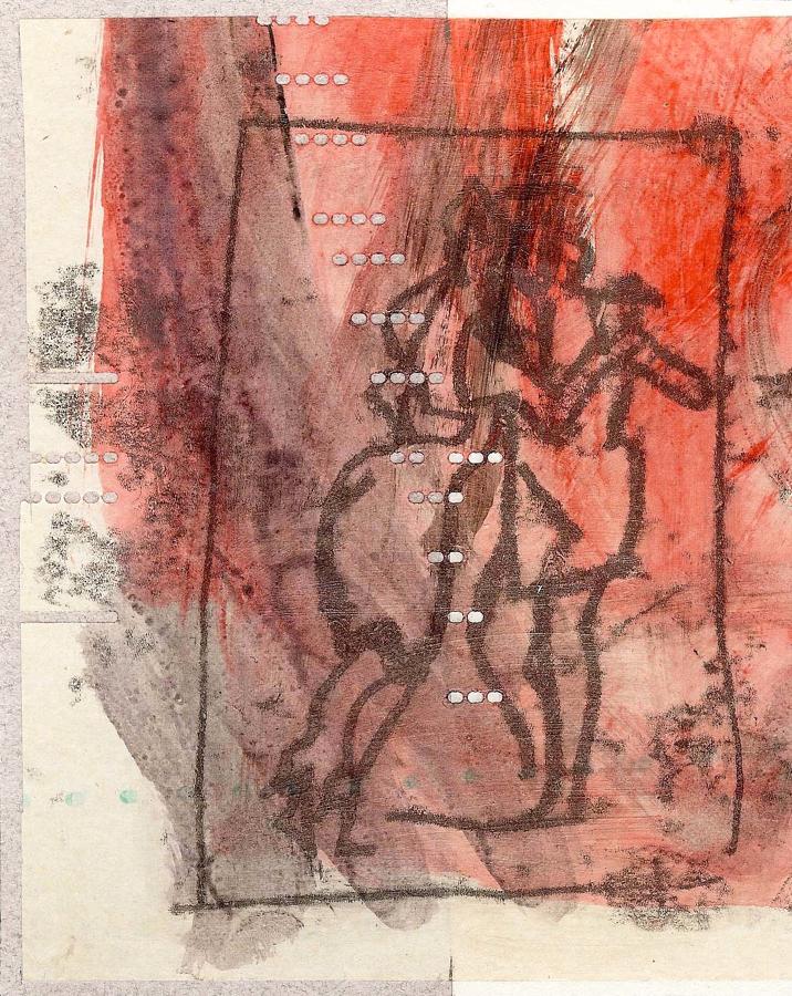 Monotype original print of couple dancing argentine tango by Lys Flowerday - NOTE PAGES