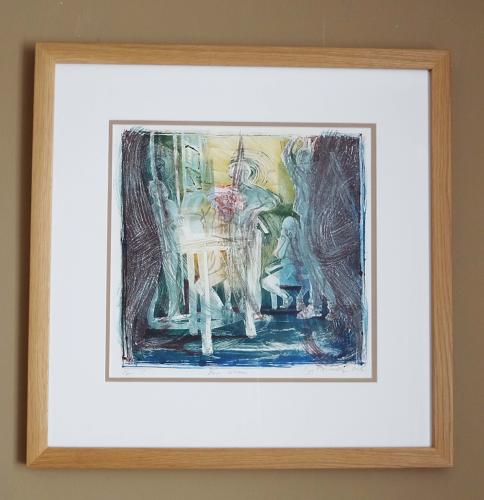 Church bell ringers monotype original print by Lys Flowerday Studio Dix Neuf - FOR WHOM I