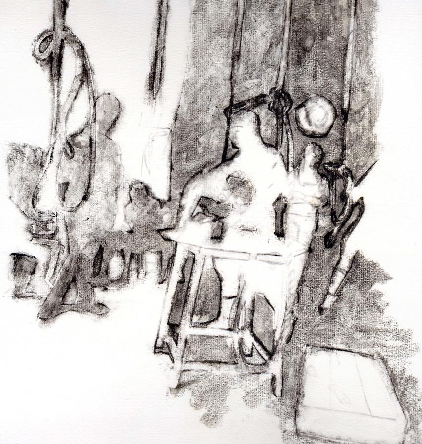 Bell ringers and captain in their tower original print by Lys Flowerday - IN THE SOUND