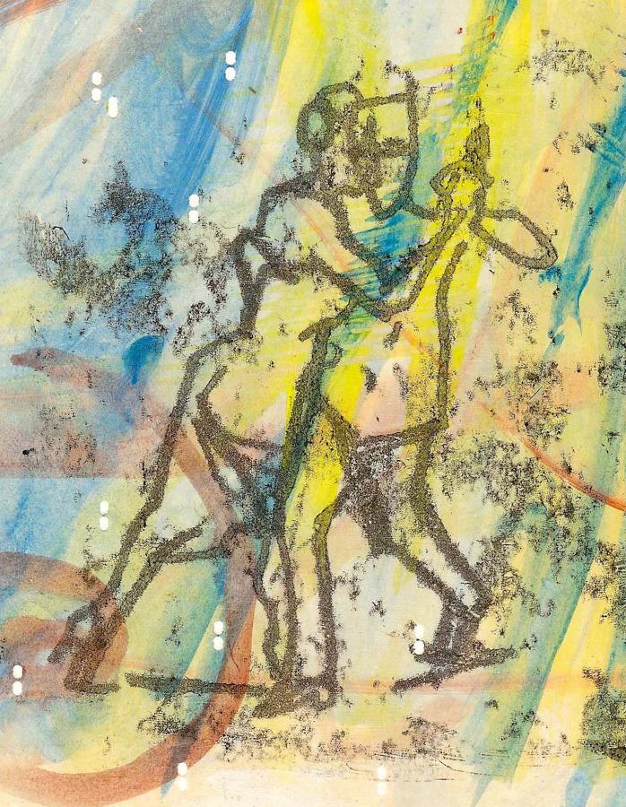 Monotype original artwork of old milonguero dancers by artist Lys Flowerday - SWAY SIX