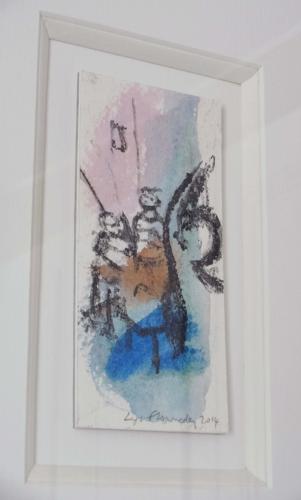Church bell ringers small artwork unique state monotype by Lys Flowerday - THE CARPET