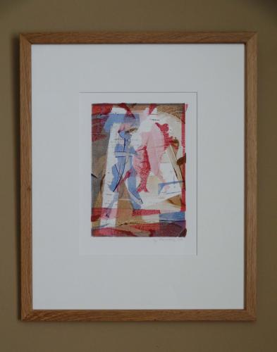 Milonga space colour monotype art original by Lys Flowerday - MILONGA IN SCHAERBEEK