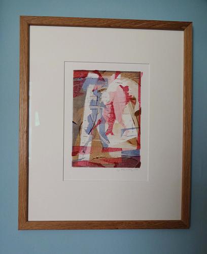 Milonga space colour monotype art original by Lys Flowerday - MILONGA IN SCHAERBEEK