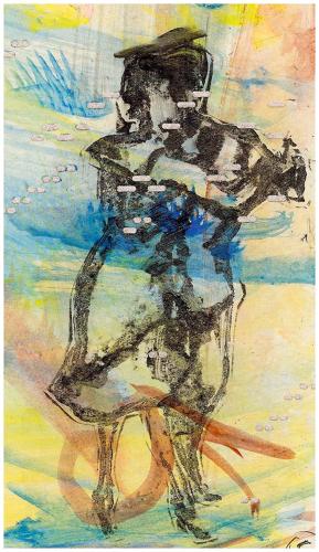 Monotype original artwork couple dancing milonga by Lys Flowerday Studio Dix Neuf - MUREX