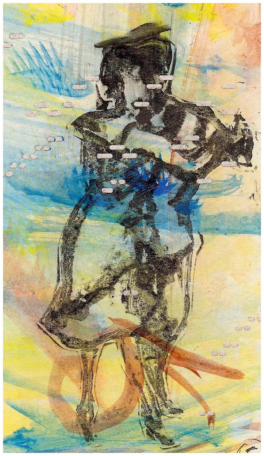 Monotype original artwork couple dancing milonga by Lys Flowerday Studio Dix Neuf - MUREX