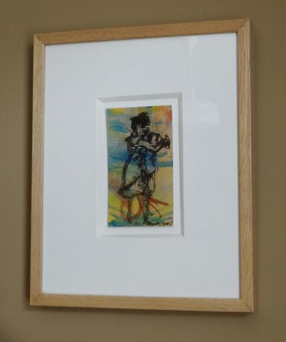 Monotype original artwork couple dancing milonga by Lys Flowerday Studio Dix Neuf - MUREX