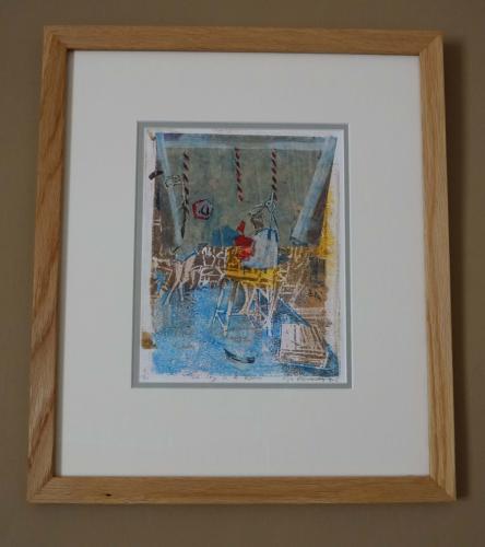 Art gallery atelier bell ringers monoprint by artist Lys Flowerday - THE SKY IN A ROOM III