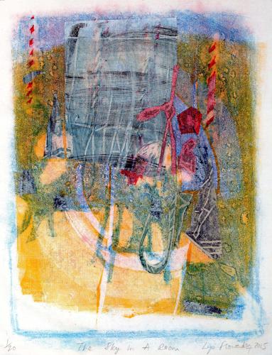 Bellringers art picture monoprint series variation by Lys Flowerday - THE SKY IN A ROOM I