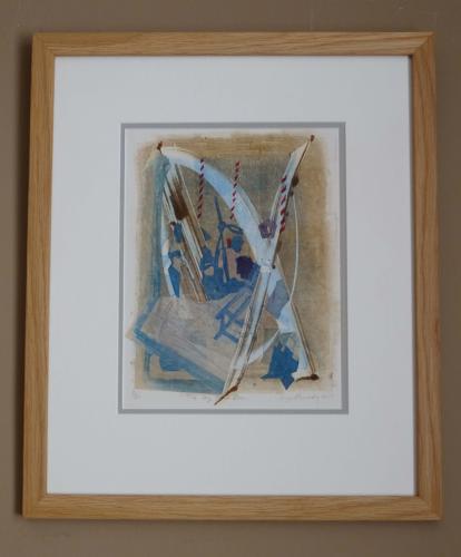 Unique state monoprint inside church bell tower by Lys Flowerday - THE SKY IN A ROOM II