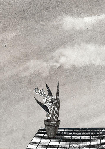Literary illustration monochrome collage artwork by artist Lys Flowerday - MON ENFANCE II