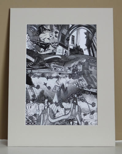 Poetry Norwich original illustration by Lys Flowerday - HOUSE ON THE RIVER, MODERN TIMES I