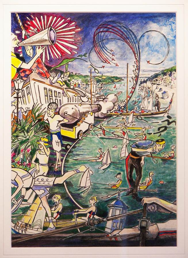Colour study for Port of Dartmouth Royal Regatta programme cover artwork by Lys Flowerday