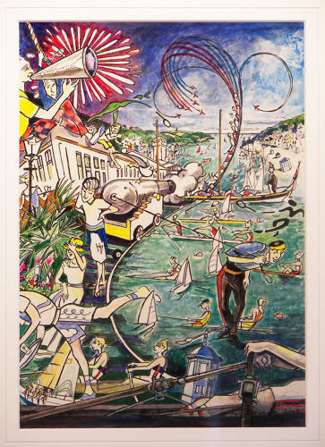Colour study for Port of Dartmouth Royal Regatta programme cover artwork by Lys Flowerday