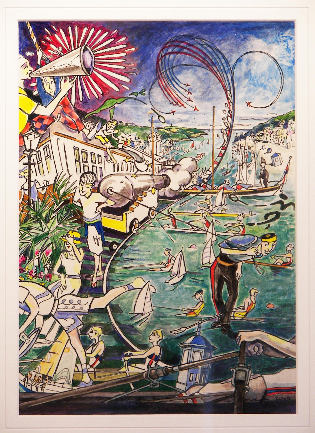 Colour study for Port of Dartmouth Royal Regatta programme cover artwork by Lys Flowerday