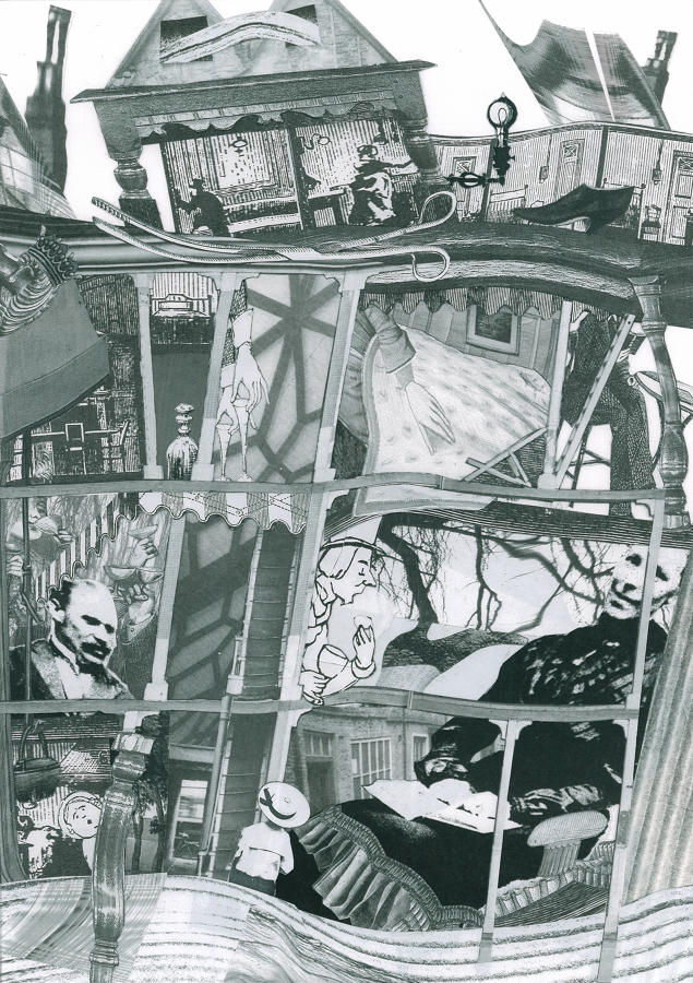 Poetry and Norwich history original art illustration by Lys Flowerday - THE HOUSE DIVIDED