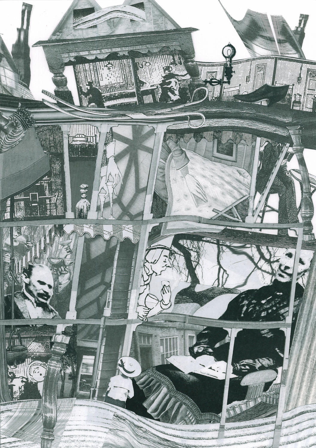Poetry and Norwich history original art illustration by Lys Flowerday - THE HOUSE DIVIDED