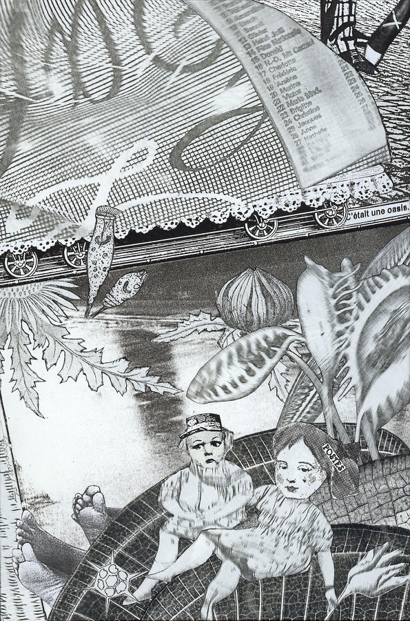 Illustration for Amiens in 2000 by writer Jules Verne by Lys Flowerday - JUPE A ROULETTES